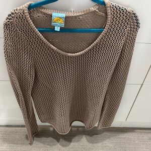 C&C Taupe Open-Knit Women's Sweater